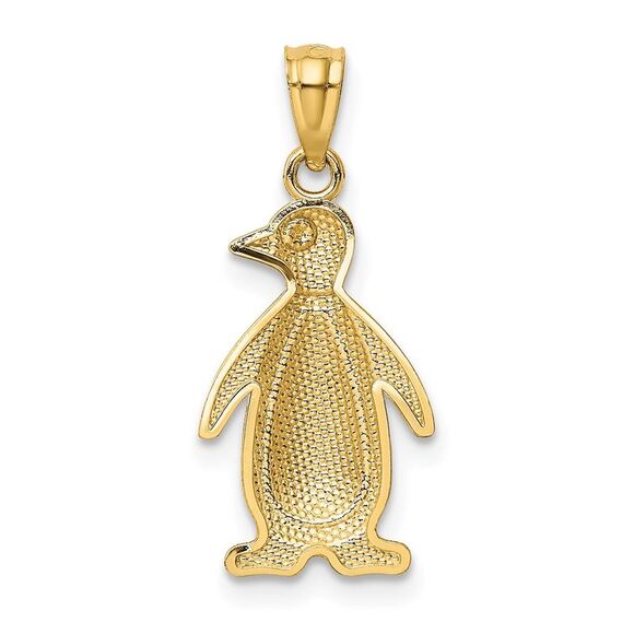 14k Yellow Gold and White Gold Penguin Pendant, 11 x 25mm - Picture 3 of 5